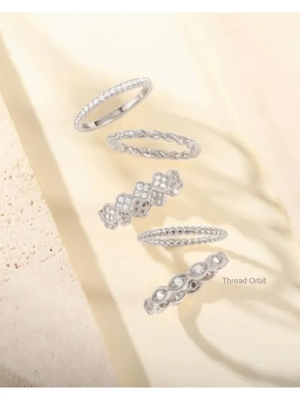 14K Gold Plated Cubic Zirconia Stackable Ring Set